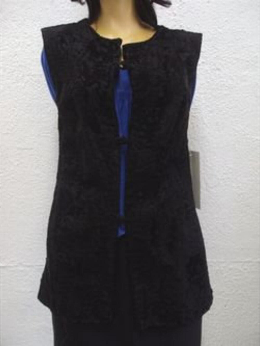 Mint Black Swakara Lamb Fur Vest Women Woman Size 2 Petite